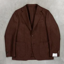 Caruso Butterfly Jacket Wool Cashmere Italian Tweed Marrone