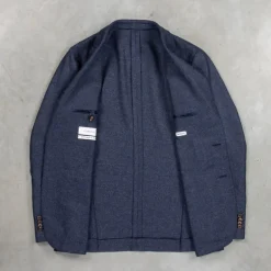 Caruso Butterfly Jacket Wool Cashmere Italian Tweed Blu