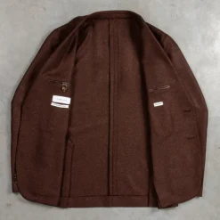 Caruso Butterfly Jacket Wool Cashmere Italian Tweed Marrone