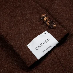Caruso Butterfly Jacket Wool Cashmere Italian Tweed Marrone