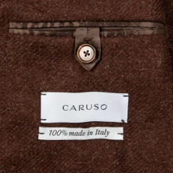 Caruso Butterfly Jacket Wool Cashmere Italian Tweed Marrone