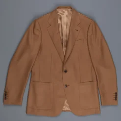Caruso Nabucco single breasted jacket in camel hopsack wool