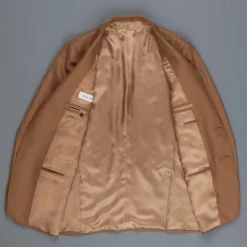 Caruso Nabucco single breasted jacket in camel hopsack wool