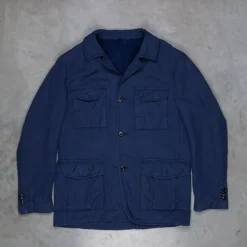Caruso Panarea Safari Blazer Cottone Lino Lyocell Blu