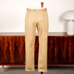 Caruso Pantaloni Cottone Stretch Beige Medio