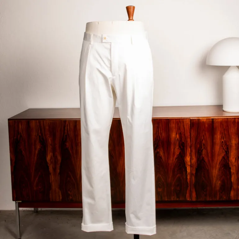 Caruso Pantaloni Cottone Stretch Bianco Sporco