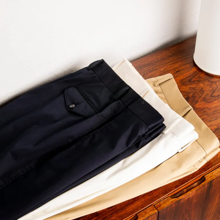 Caruso Pantaloni Cottone Stretch Blu Notte