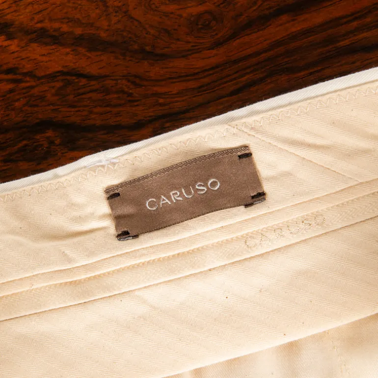 Caruso Pantaloni Cottone Stretch Bianco Sporco