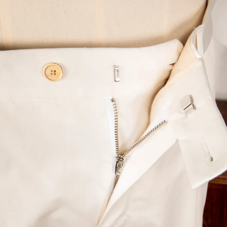 Caruso Pantaloni Cottone Stretch Bianco Sporco