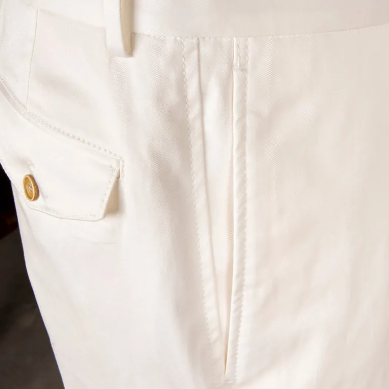 Caruso Pantaloni Cottone Stretch Bianco Sporco