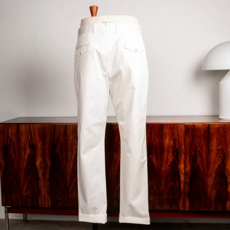 Caruso Pantaloni Cottone Stretch Bianco Sporco