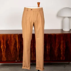 Caruso Pantaloni Super 130's Wool Hopsack Beige