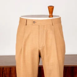 Caruso Pantaloni Super 130's Wool Hopsack Beige