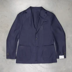 Caruso 180s Wool-Silk Butterfly Jacket Mid Blue