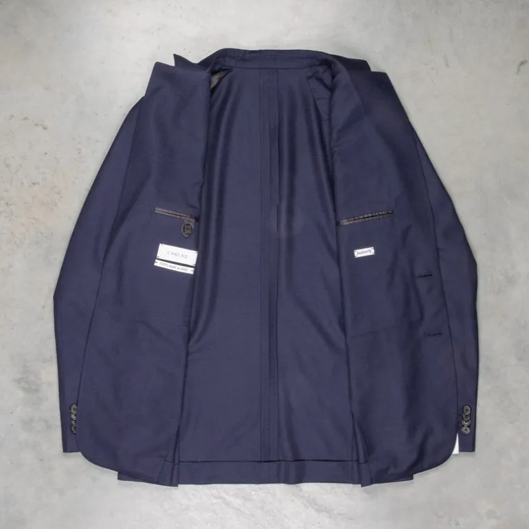 Caruso 180s Wool-Silk Butterfly Jacket Mid Blue