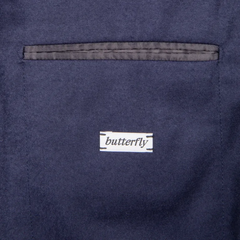 Caruso 180s Wool-Silk Butterfly Jacket Mid Blue