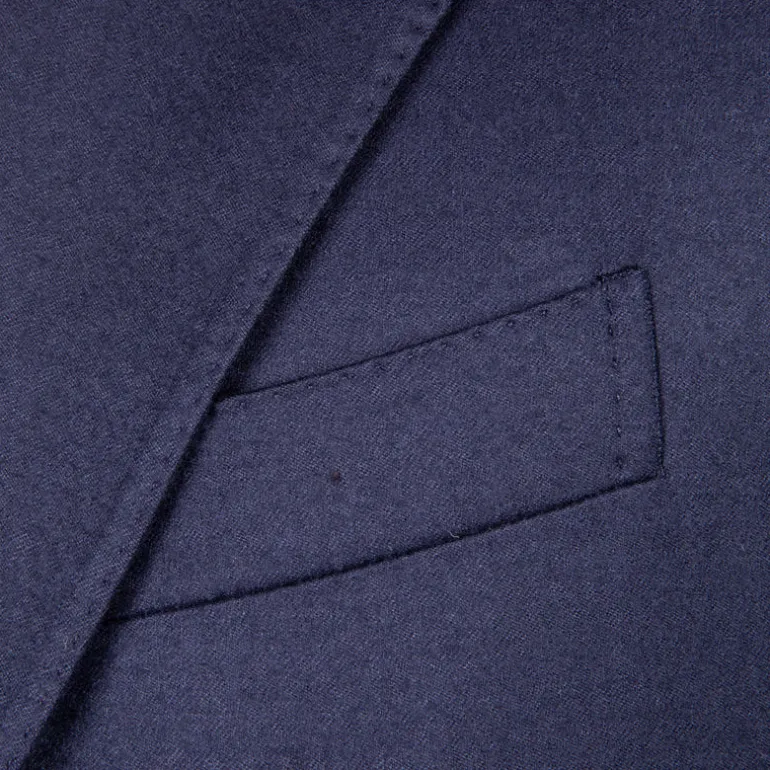 Caruso 180s Wool-Silk Butterfly Jacket Mid Blue