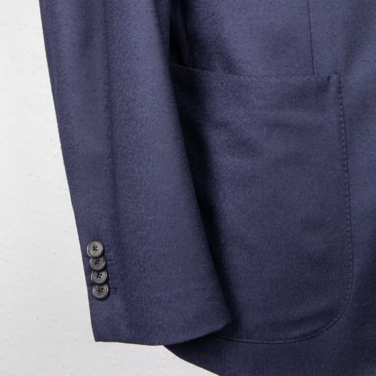 Caruso 180s Wool-Silk Butterfly Jacket Mid Blue