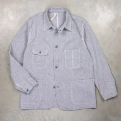 Cohérence Jackson Jacket Linen Cotton Chevron Blue