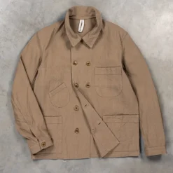 Cohérence Kees Jacket Linen Cotton Chevron Brown