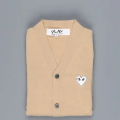 Comme des Garçons PLAY Cardigan Camel White Heart