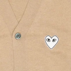 Comme des Garçons PLAY Cardigan Camel White Heart