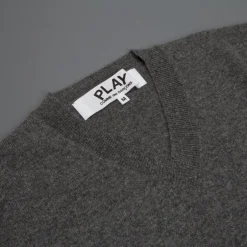 Comme des Garçons PLAY Mens Pullover Gold Heart Charcoal