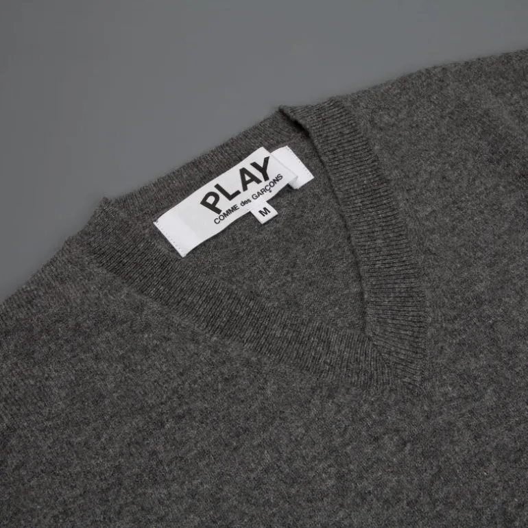 Comme des Garçons PLAY Mens Pullover Gold Heart Charcoal