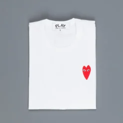 Comme des Garçons PLAY Woman T-shirt Long Red heart White