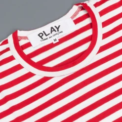 Comme des Garçons PLAY Woman striped tee red heart Red-White