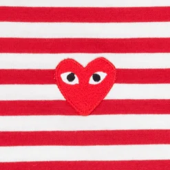 Comme des Garçons PLAY Woman striped tee red heart Red-White