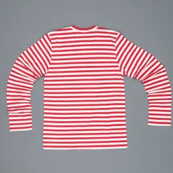 Comme des Garçons PLAY Woman striped tee red heart Red-White