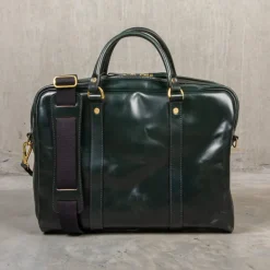 Croots bridle leather Racing green laptop bag