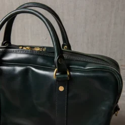 Croots bridle leather Racing green laptop bag