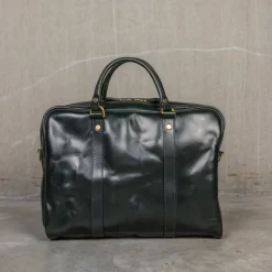 Croots bridle leather Racing green laptop bag