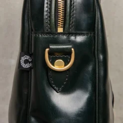 Croots bridle leather Racing green laptop bag