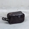 Croots Malton Bridle Leather Wash Bag Dark Brown