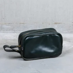 Croots Malton Bridle Leather Wash Bag Racing Green