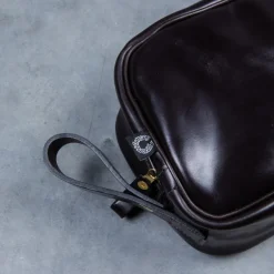 Croots Malton Bridle Leather Wash Bag Dark Brown