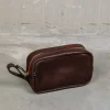 Croots Vintage Leather Wash Bag Dark Brown