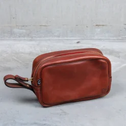 Croots Vintage Leather Wash Bag Port