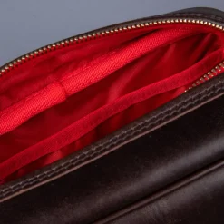 Croots Vintage Leather Wash Bag Dark Brown