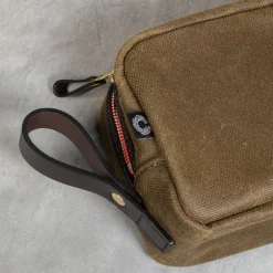 Croots Waxed Canvas Wash Bag Olive