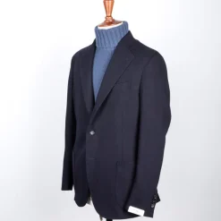 De Petrillo Benny Wool and Cashmere Jersey Jacket Blu Notte