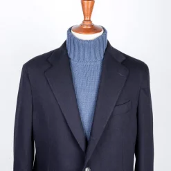 De Petrillo Benny Wool and Cashmere Jersey Jacket Blu Notte