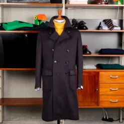 De Petrillo Cashmere Double Breasted Overcoat Navy per Frans Boone