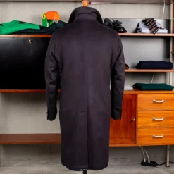 De Petrillo Cashmere Double Breasted Overcoat Navy per Frans Boone