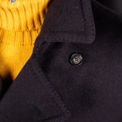 De Petrillo Cashmere Double Breasted Overcoat Navy per Frans Boone