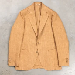 De Petrillo Coroglio Linen Jacket fine herringbone camel