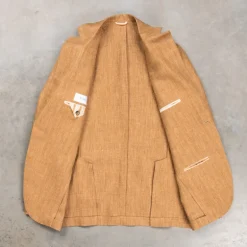 De Petrillo Coroglio Linen Jacket fine herringbone camel